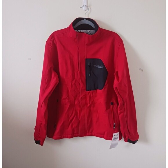Columbia Titanium Mens Jacket Omni Heat Full Zip Lined Thermal Pockets Red L